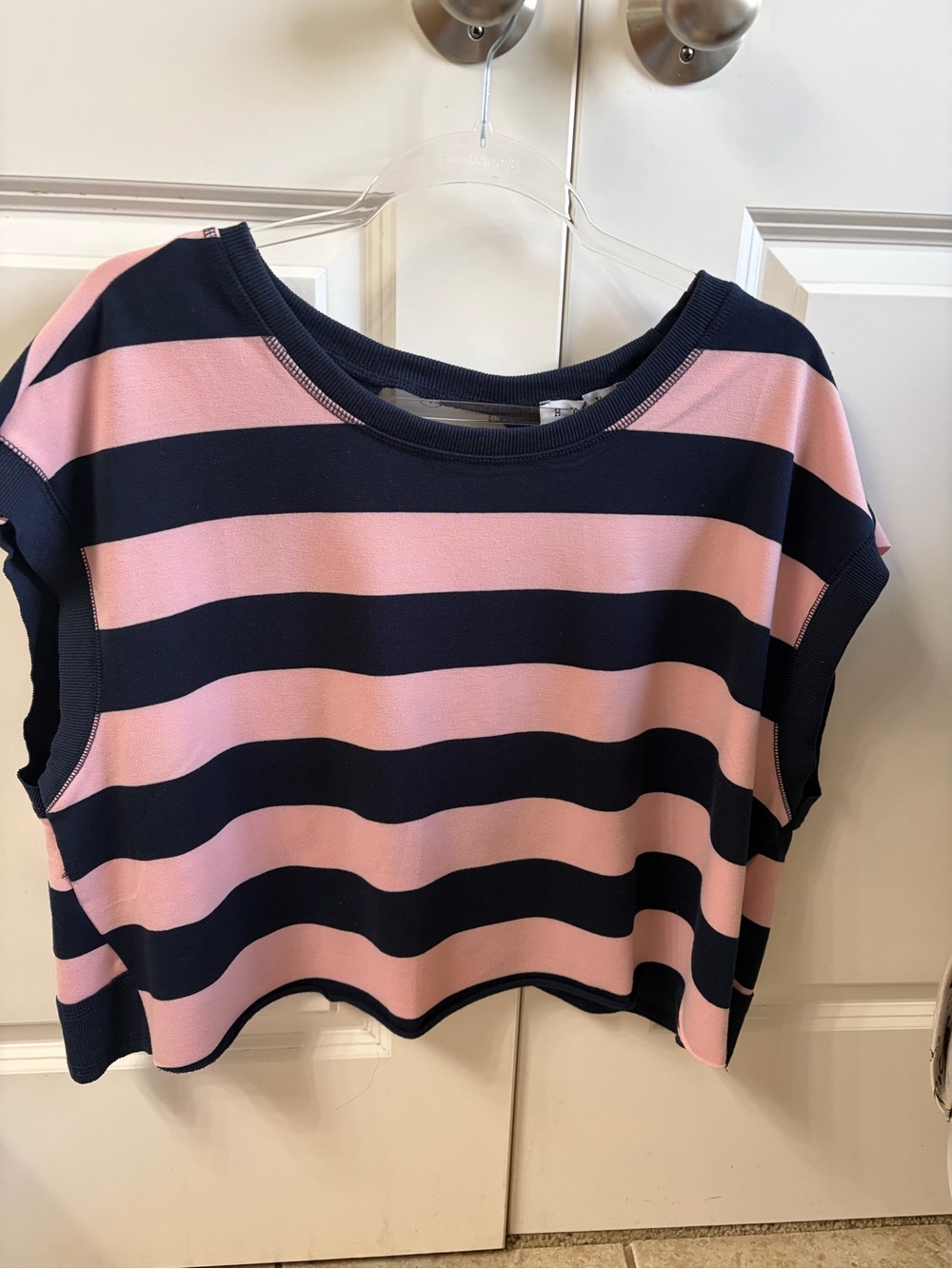 HYFVE Pink and Navy Striped Cropped Top